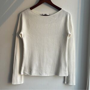 Uniqlo Cream Ribbed Knit Top